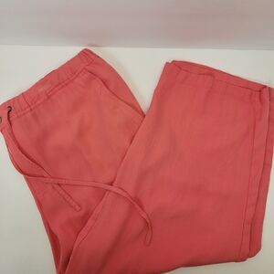 Caribbean Joe Womens Coral Silk/Rayon Capri Resort Beach Lounge Pants Size XL